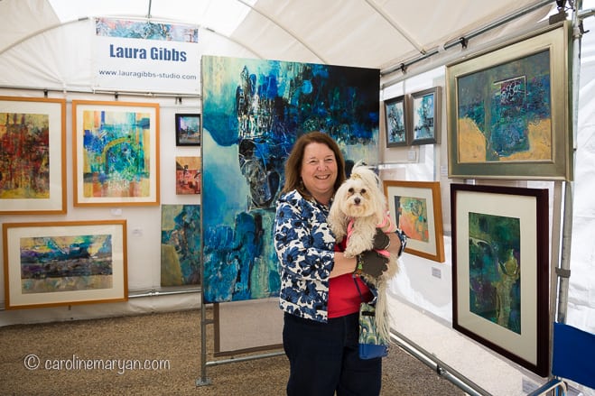 Laura Gibbs with her dog, Penny, at Art on the Square in Williamsburg, VA.