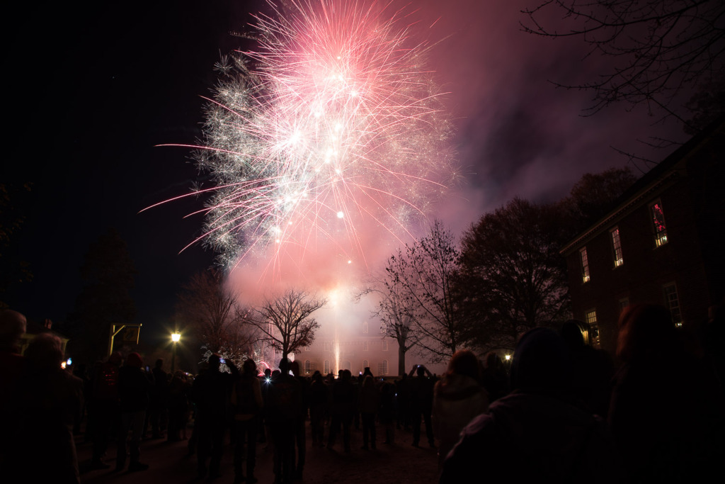 shooting photos of fireworks in Colonial Williamsburg