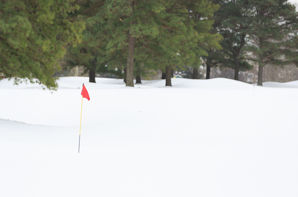 Pano of Golf Flag in Snow 1 EV