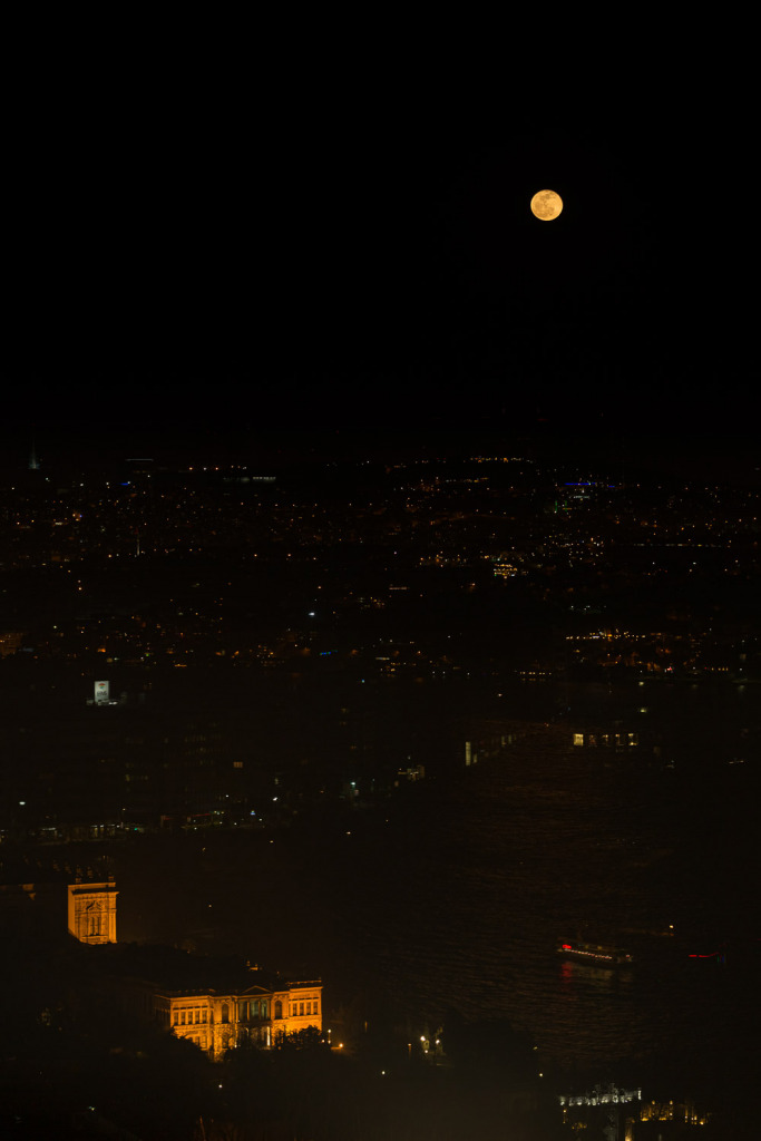 great moon photo of a full moon over Istanbul Turkey