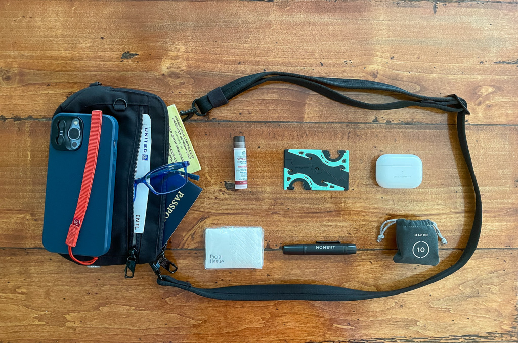 iPhone camera bag with contents