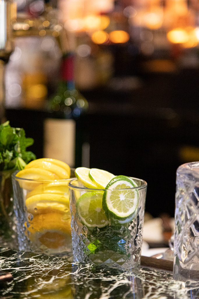 Creative Aperture Shot of Lemons and Limes on a Bar