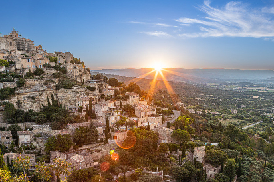 Panorama of a sunrise in Gordes France