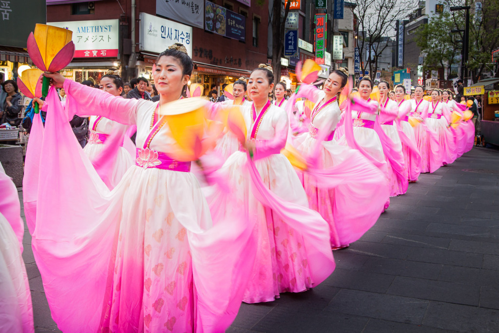 When you make photography your hobby, you'll be able to take photos like this of Lotus Dancers parading down Insadong after the street fair in honor of Buddha's Birthday,