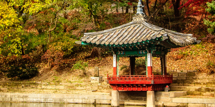 The Aeryeonjeong Pavilion, in the Huwon Secret Garden of the Changdeokgung Palace, in Seoul, South Korea.